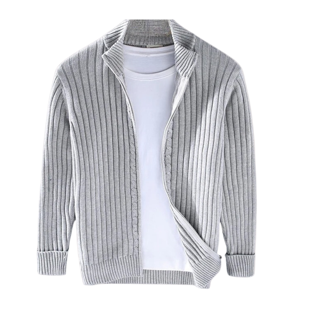 Cardigan Zippé Homme Moderne avec Détails Tricotés 0
