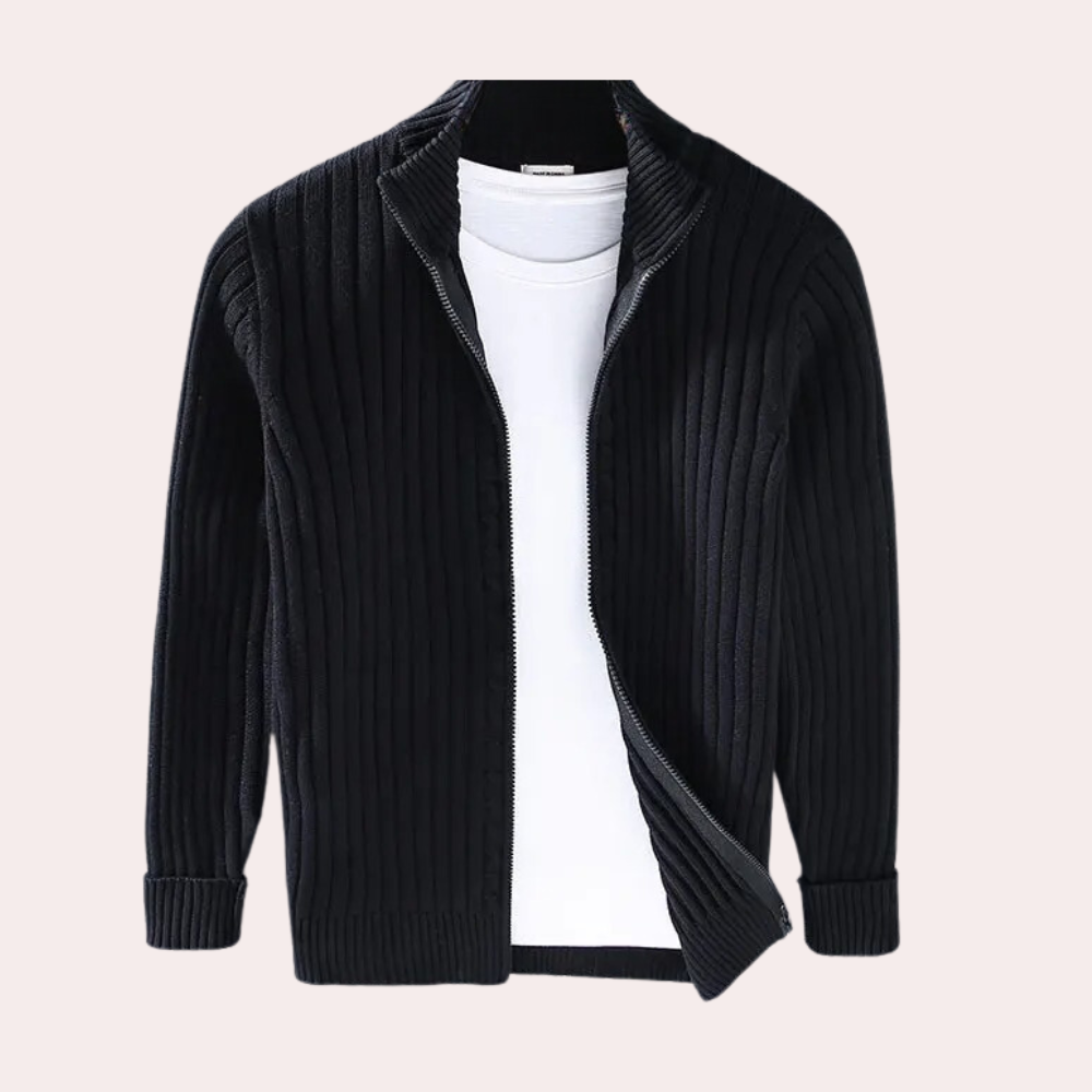 Cardigan Zippé Homme Moderne avec Détails Tricotés 3