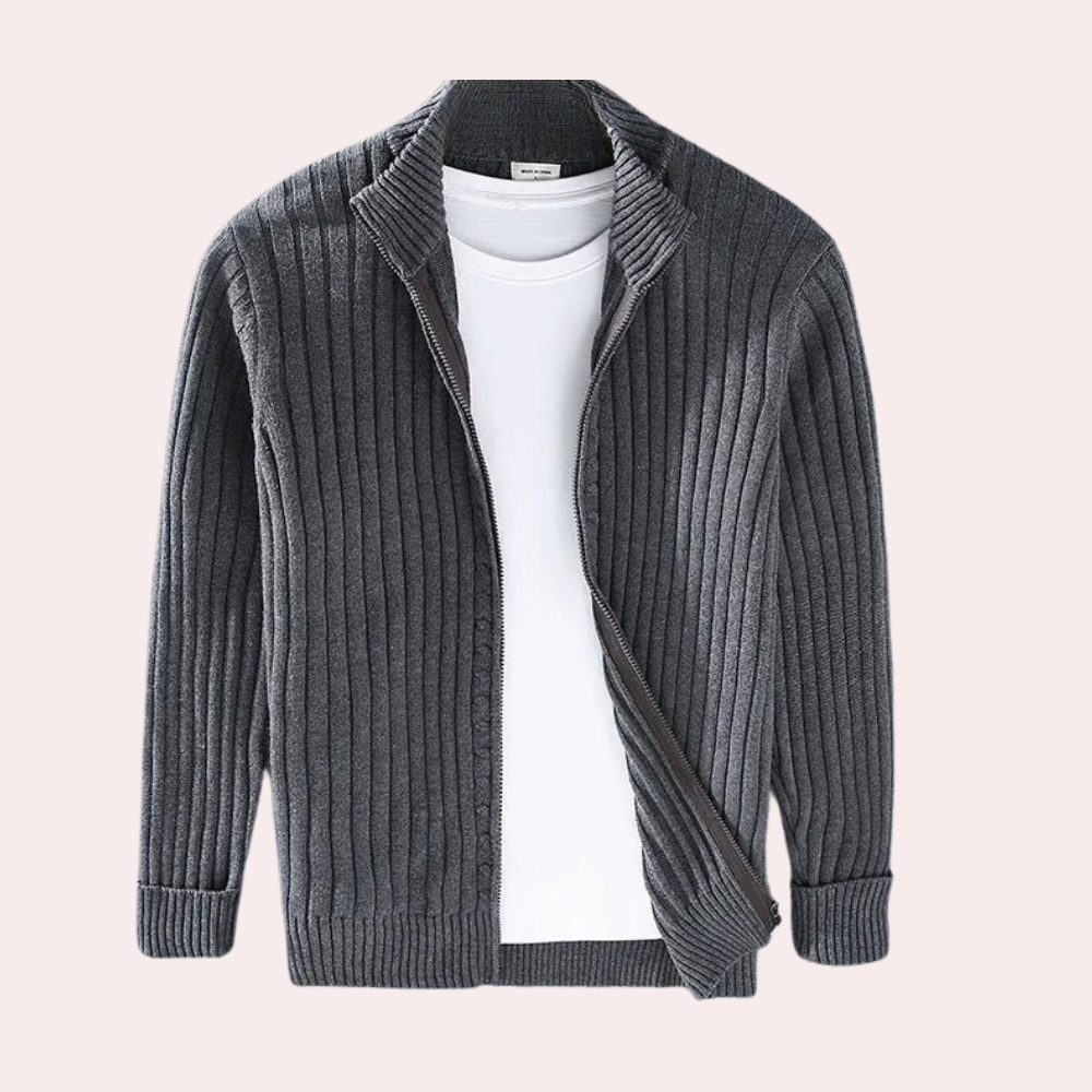 Cardigan Zippé Homme Moderne avec Détails Tricotés 4