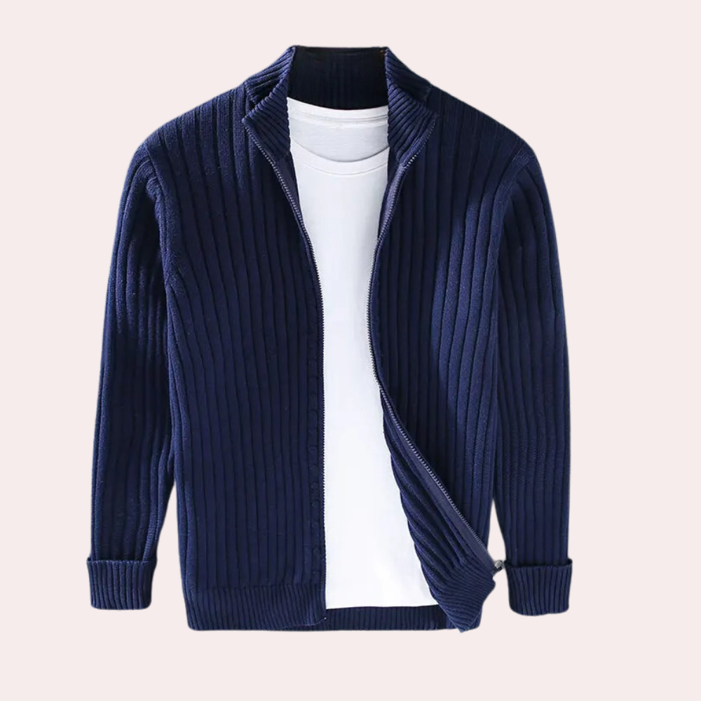 Cardigan Zippé Homme Moderne avec Détails Tricotés 5