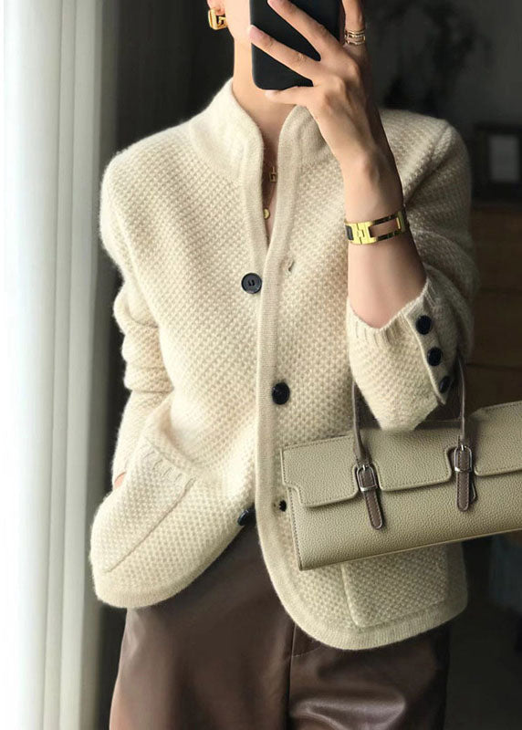 Cardigan pour Femme en Cachemire à Col Montant et Coupe Ajustée 0