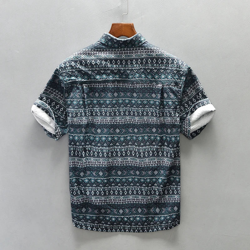 Chemise Homme Imprimée Vintage Confortable Tissu Doux 2