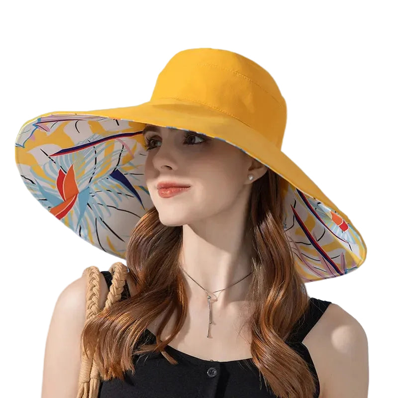 Chapeau de soleil réversible pour femme à large bord 2
