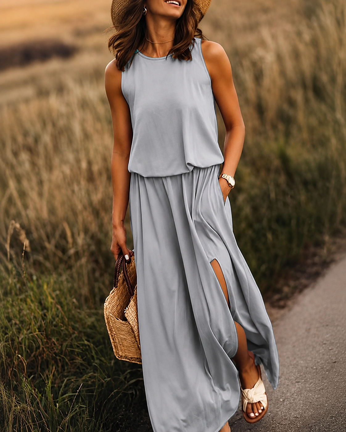 Robe Longue Femme Été Tissu Léger Maxi Confortable