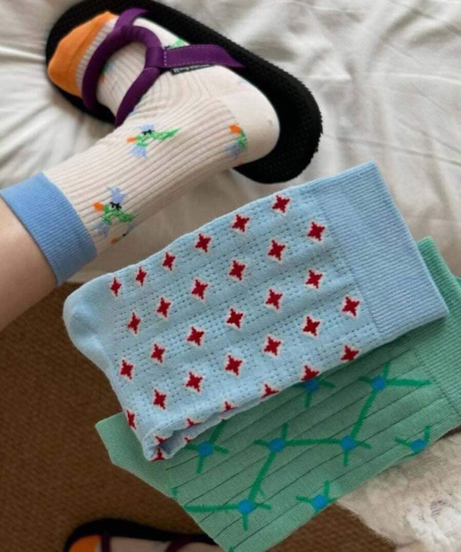 Chaussettes Mi-Mollet Homme Design Contrasté Moderne 3