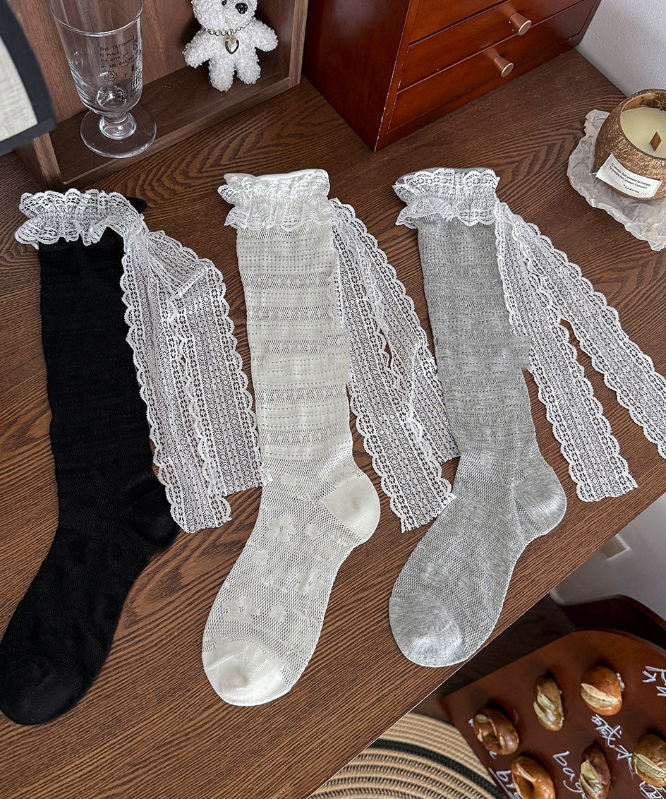 Chaussettes d'été à nœud en dentelle pour femmes 4