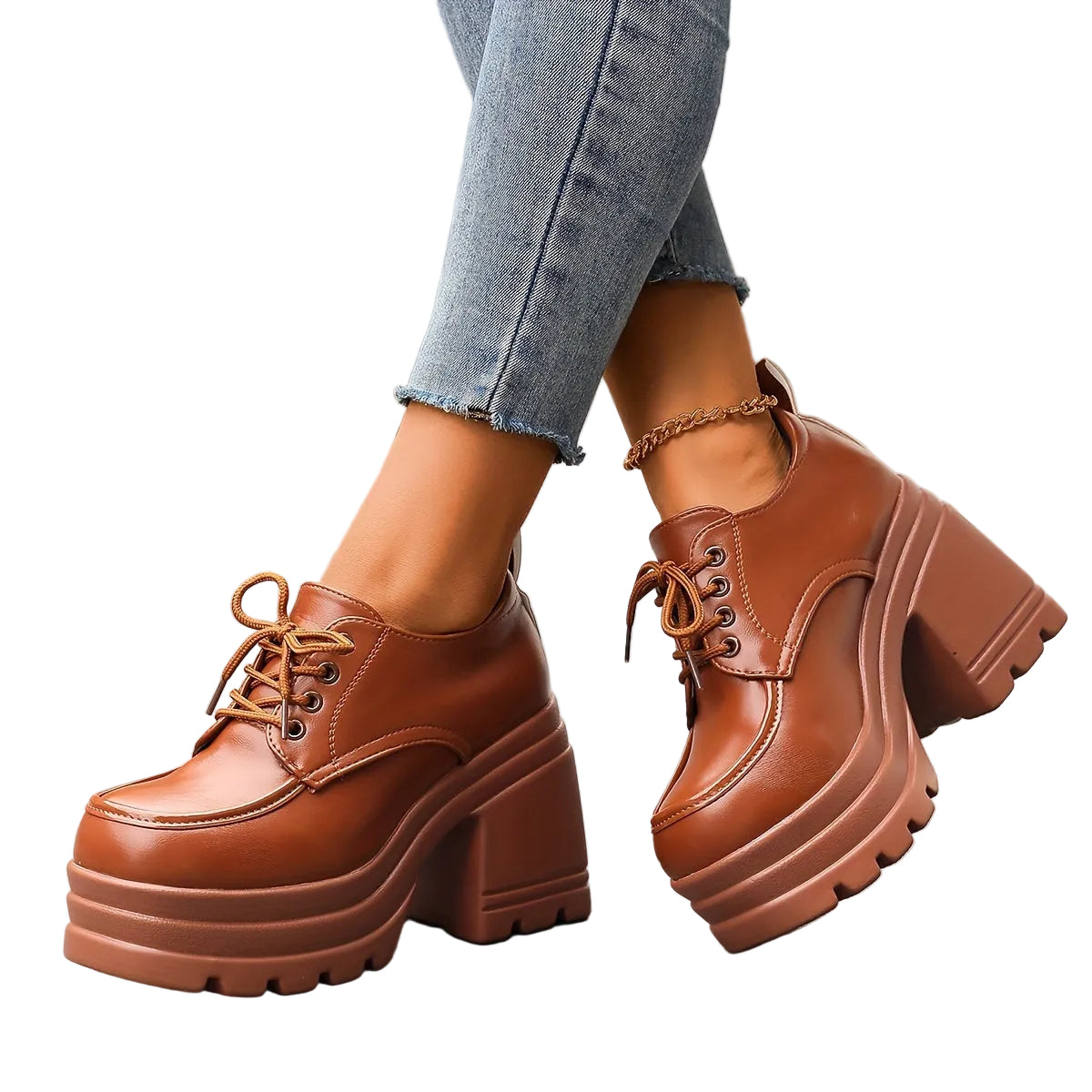 Chaussures Femme Richelieus à Lacets Style Chunky 0