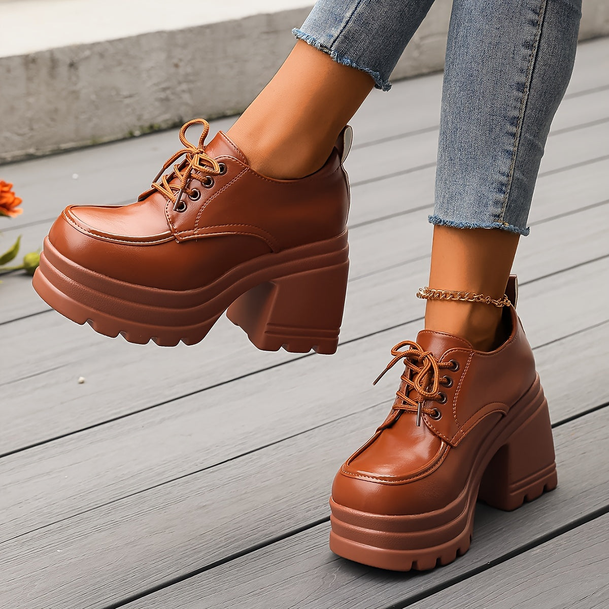 Chaussures Femme Richelieus à Lacets Style Chunky 1