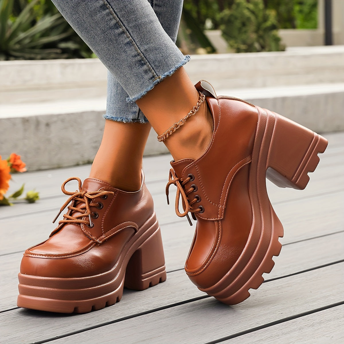 Chaussures Femme Richelieus à Lacets Style Chunky 2