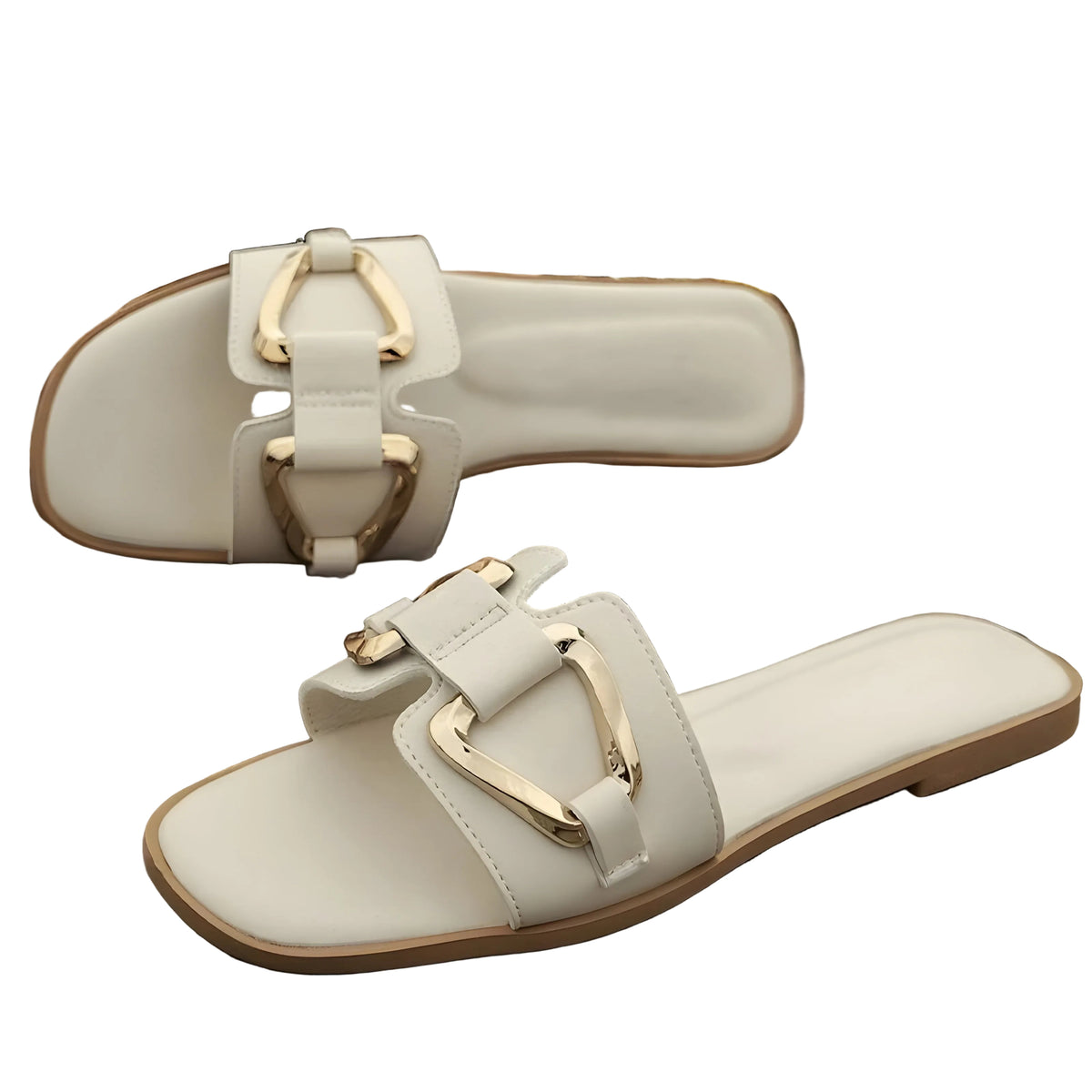 Chaussures Plates Femme à Boucle Dorée 3