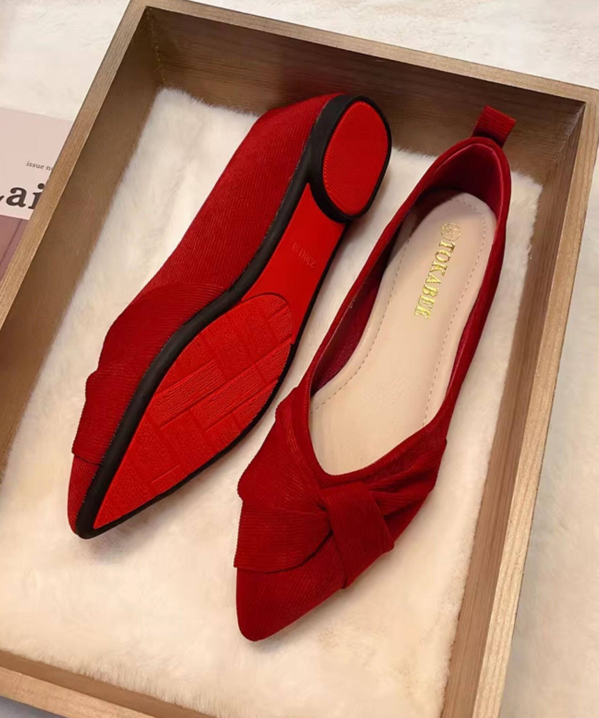 Chaussures Plates Femmes Rouges à Bout Pointu 4