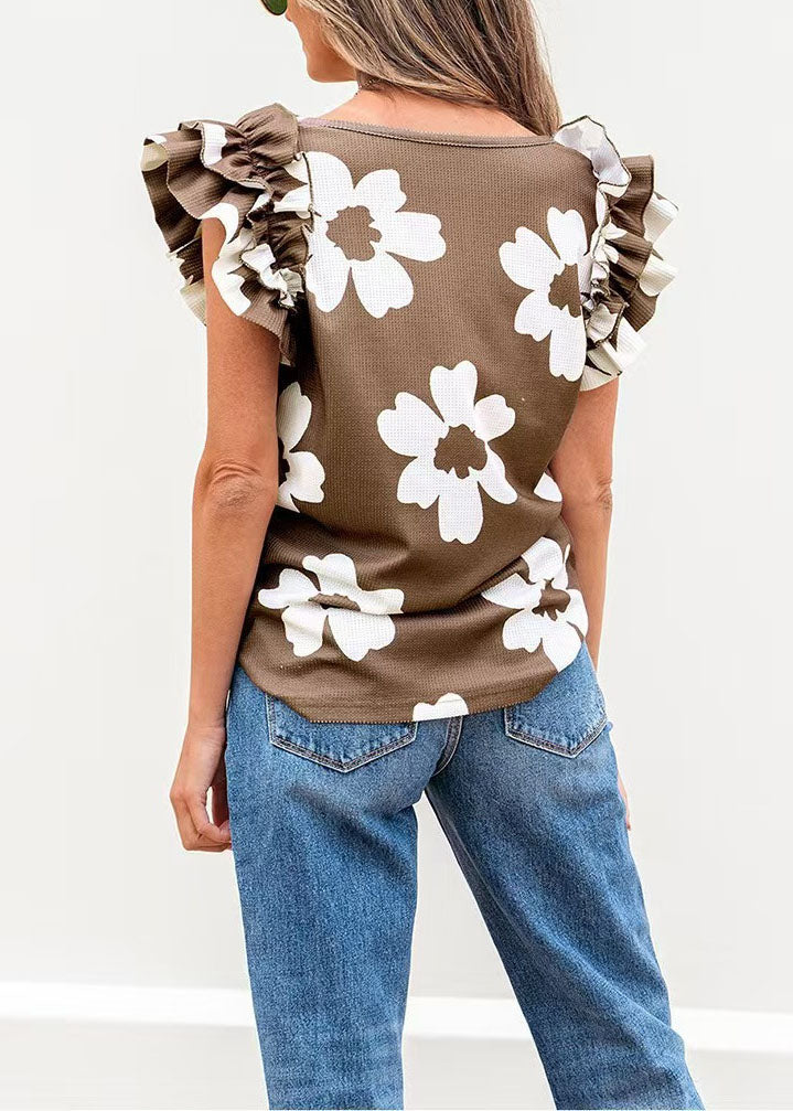 Chemise Femme Col Carré Imprimée Style Estival 3