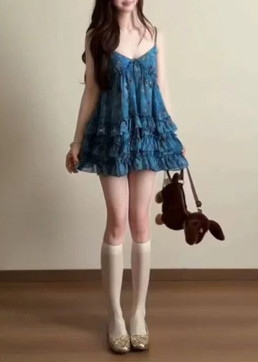 Chemise Femme Sans Manches Col V Imprimée Volants Chic 1