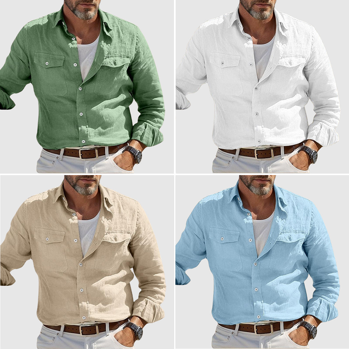 Chemise Homme Ample Côtière avec Poches 4