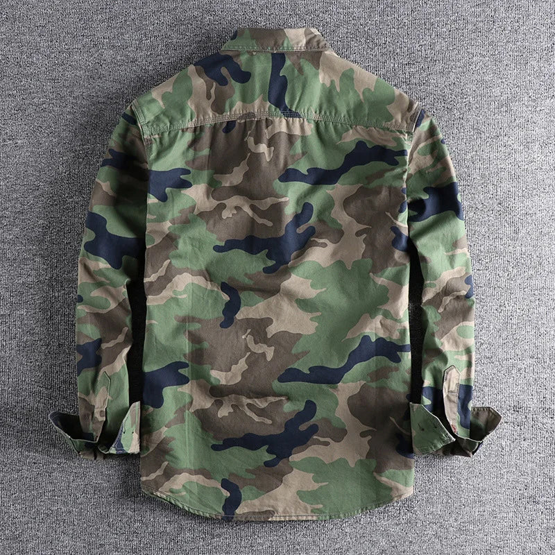 Chemise Homme Camouflage Urbaine Décontractée avec Poches 5