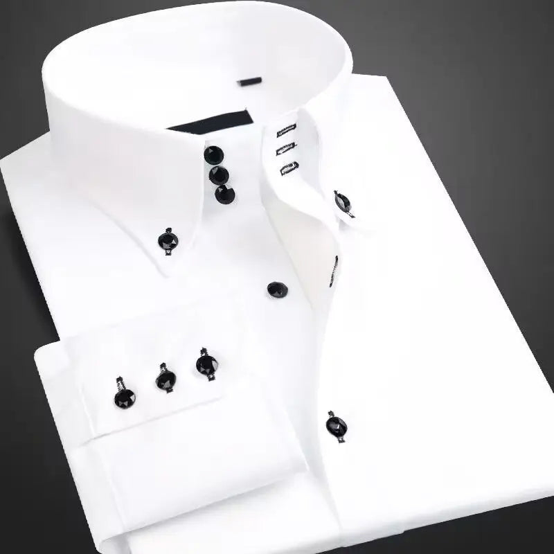 Chemise Homme Habillée Classique à Boutons Contrastés 0
