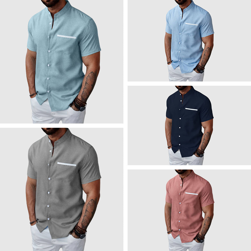 Chemise d'été Henley pour Homme Classique 5
