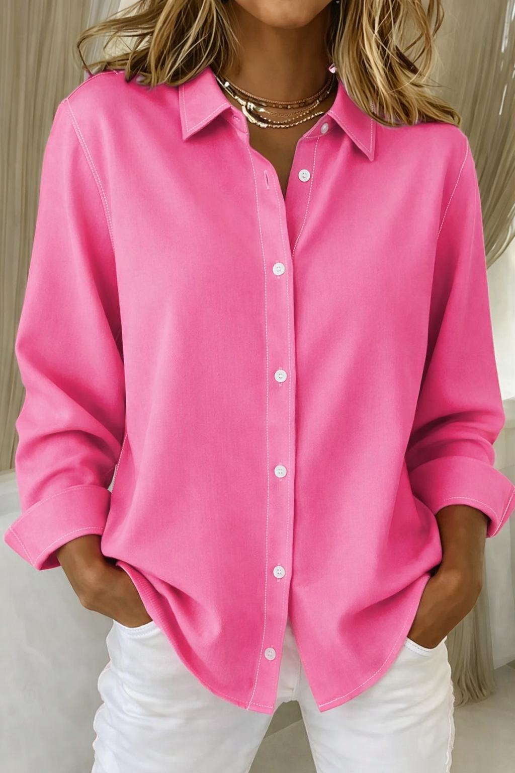 Chemisier Boutonné Femme Chic 0