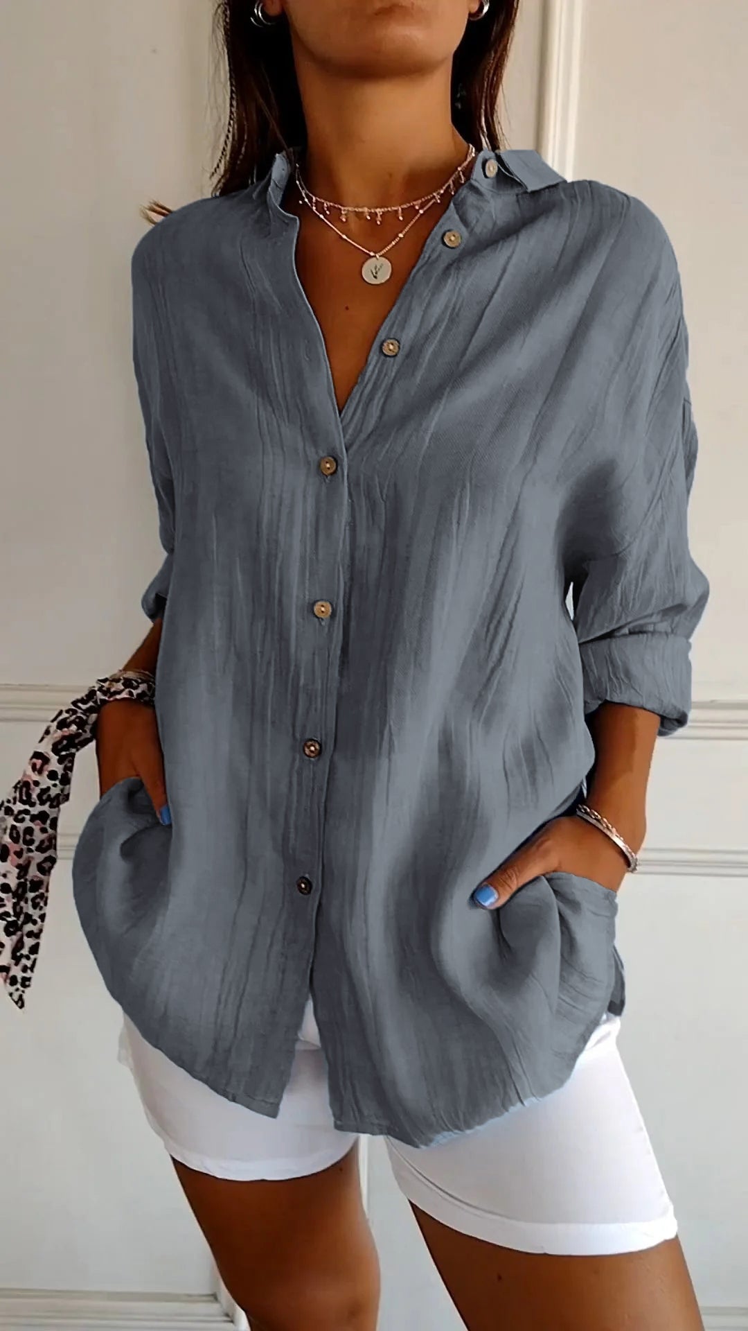 Chemisier Femme Décontracté Boutonné Tissu Doux 12