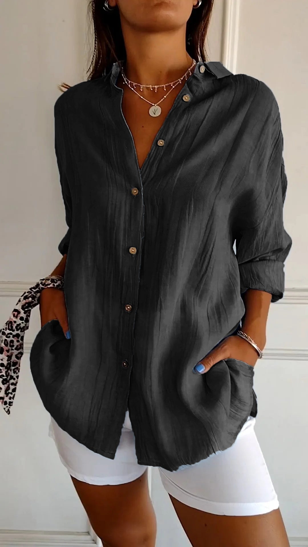 Chemisier Femme Décontracté Boutonné Tissu Doux 9