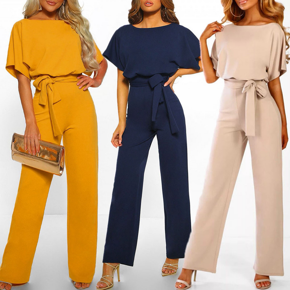 Combinaison Femme Chic Pantalon Coton Mélangé 8