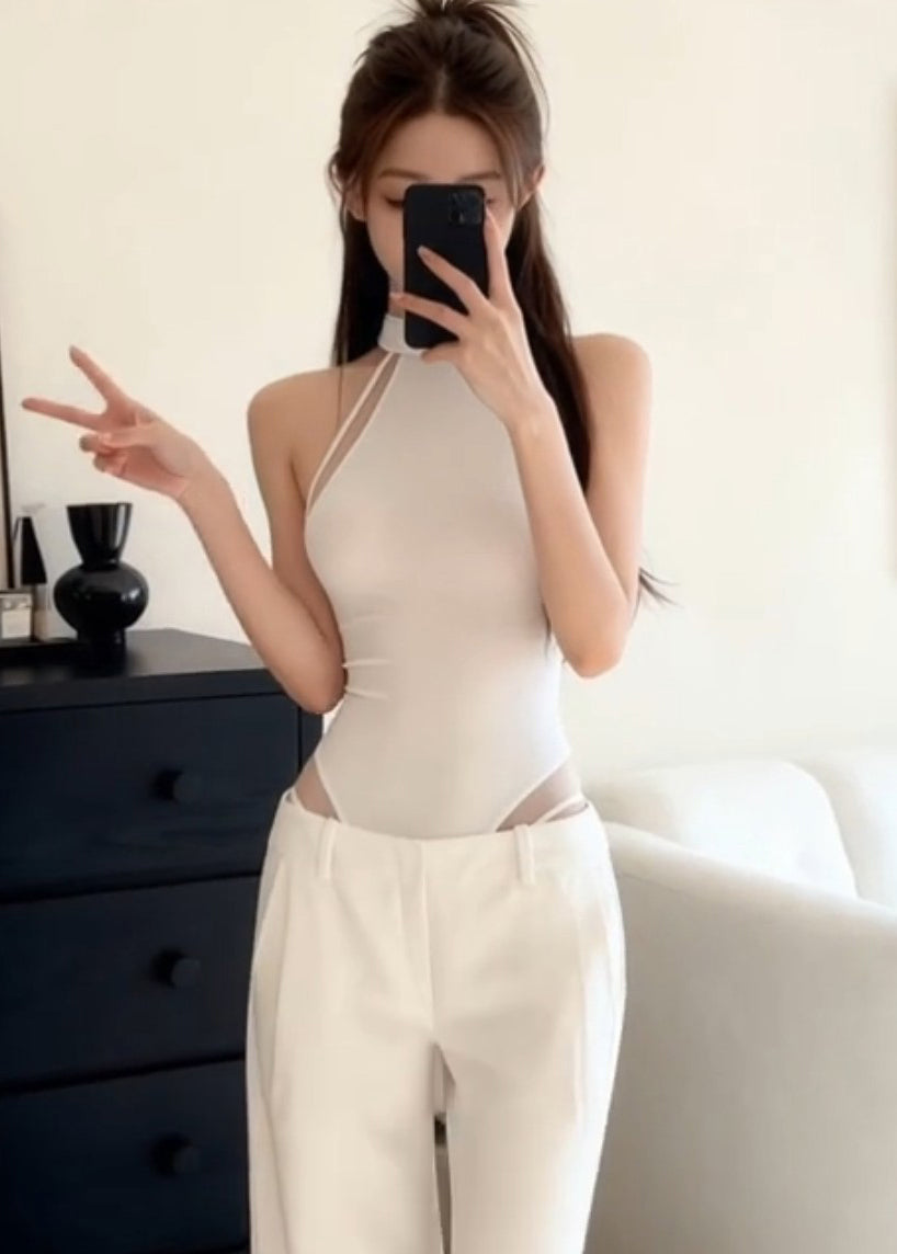 Combinaison Femme Sans Manches Style Licou Ajustée 4