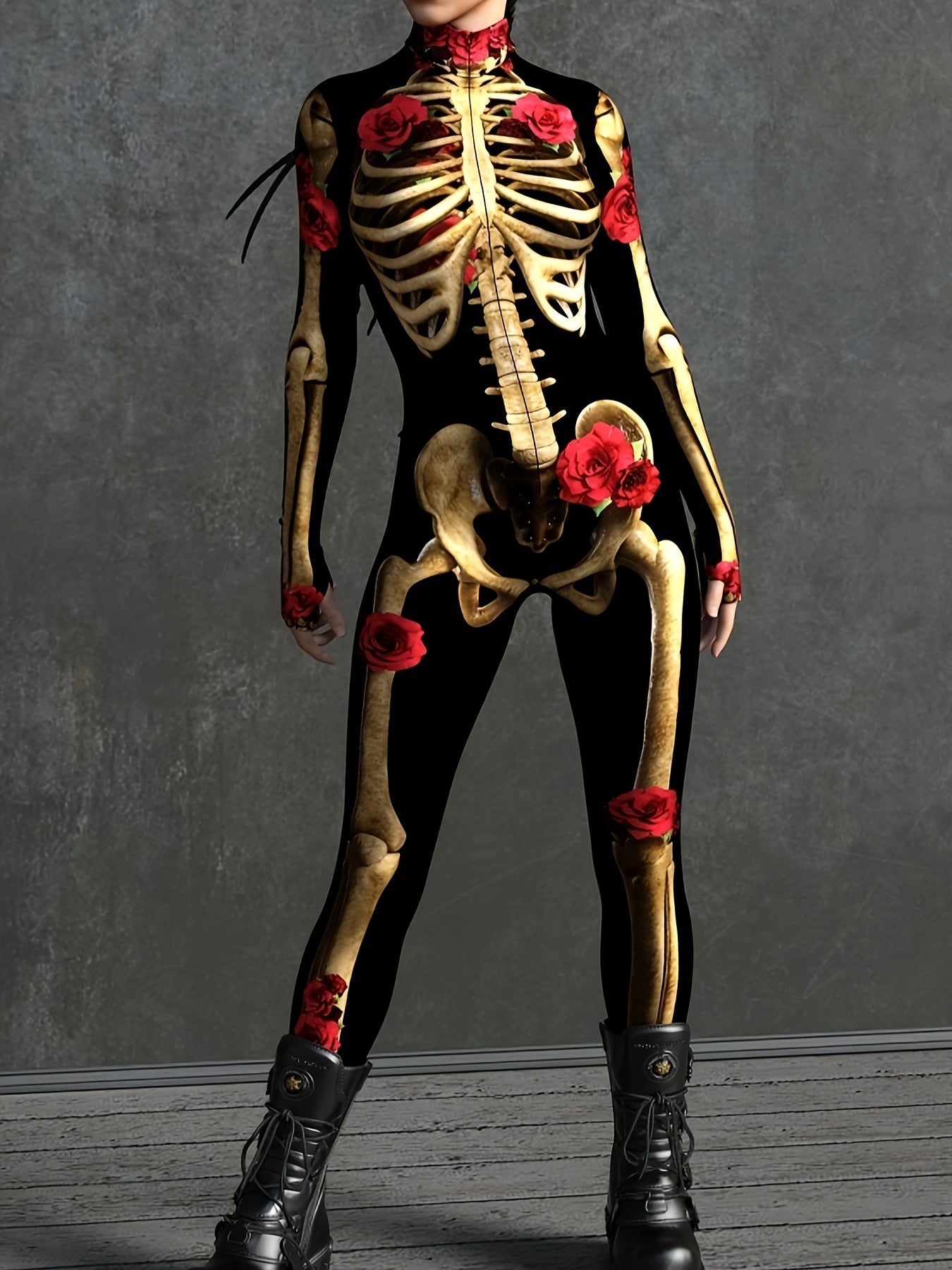 Costume Femme Combinaison Imprimé Squelette 3