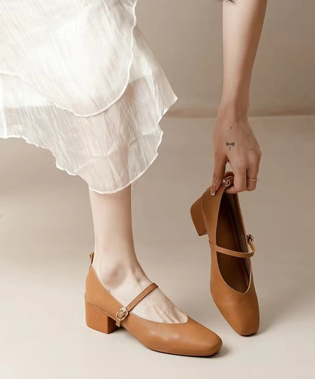 Escarpins Femme Talons Épais avec Boucle 1