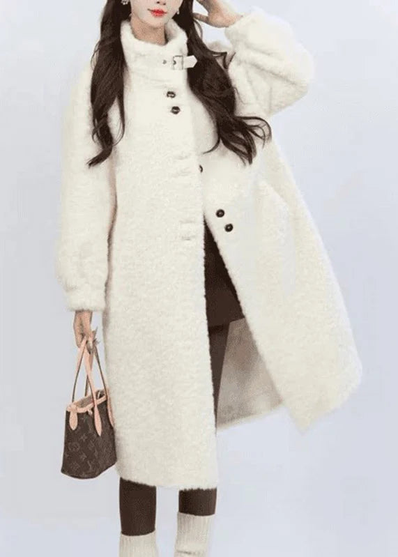 Femme Parka Longue Hiver Col Montant Boutonnée 1