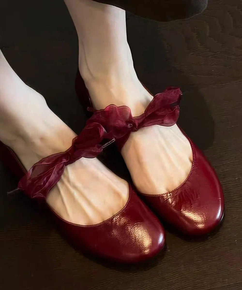 Femmes Ballerines à bout rond avec ruban 0