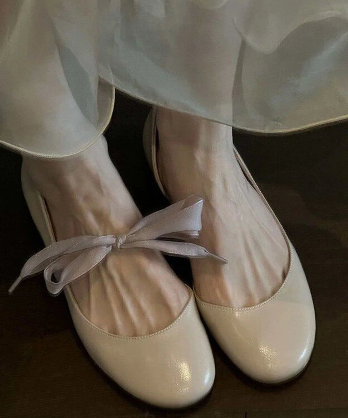 Femmes Ballerines à bout rond avec ruban 1