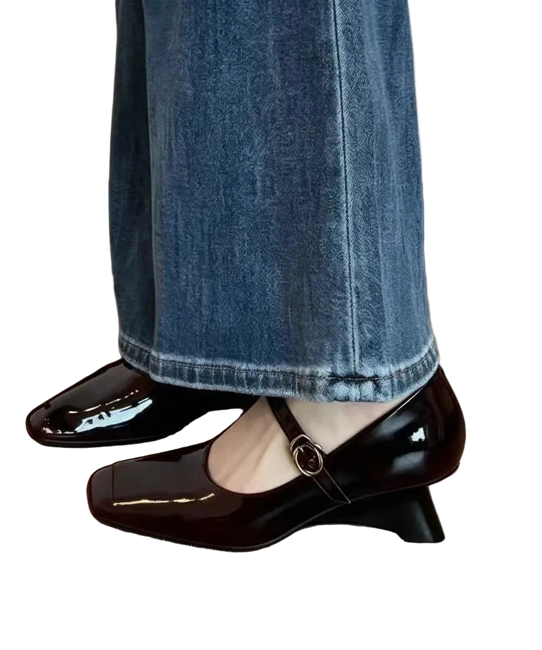 Femmes Mary Janes Compensées Style Vintage Bout Carré 1