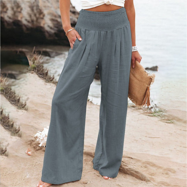 Variant image for Pantalon Fluide Femme Tropical Tissu Respirant Casual-17