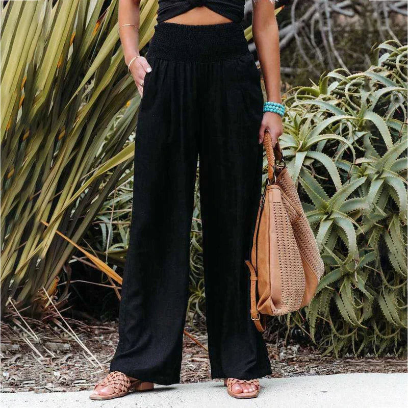 Variant image for Pantalon Fluide Femme Tropical Tissu Respirant Casual-25