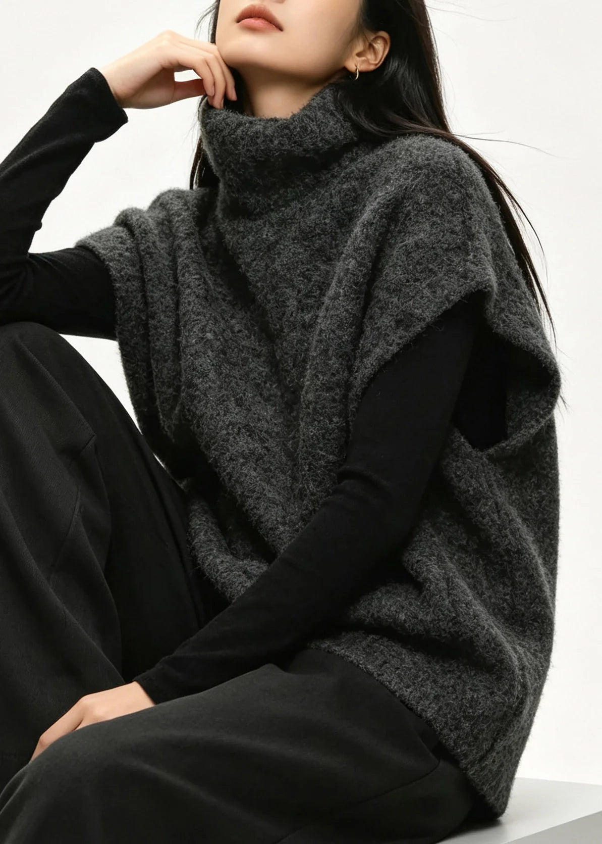 Gilet Long Femme Décontracté Uni pour Automne 4