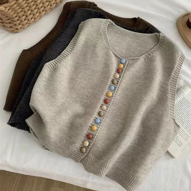Gilet Tricoté Femme avec Boutons Colorés 4