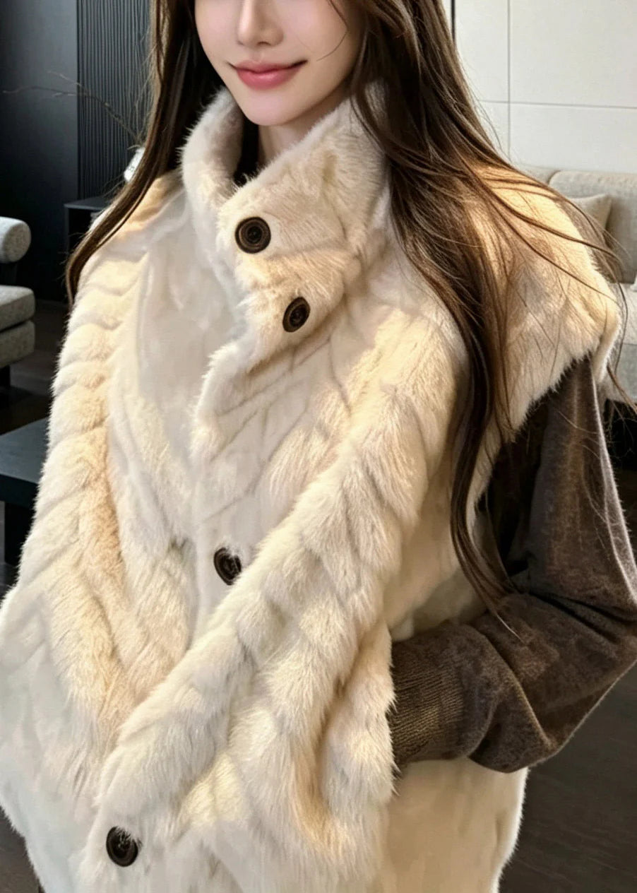 Gilet sans manches pour femme à col montant et boutons 0