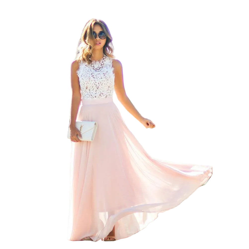 Robe d Été Chic Femme En Dentelle Longue Légère Élégante-2