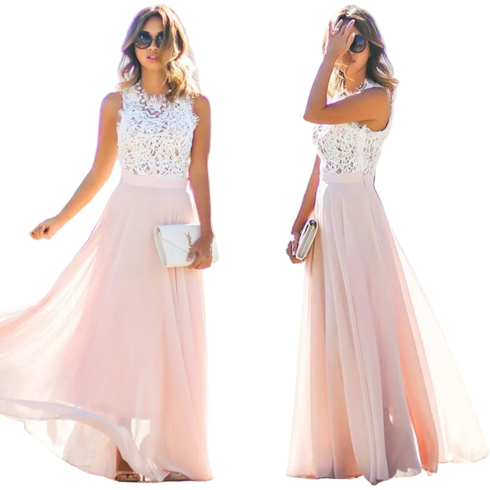 Variant image for Robe d Été Chic Femme En Dentelle Longue Légère Élégante-1