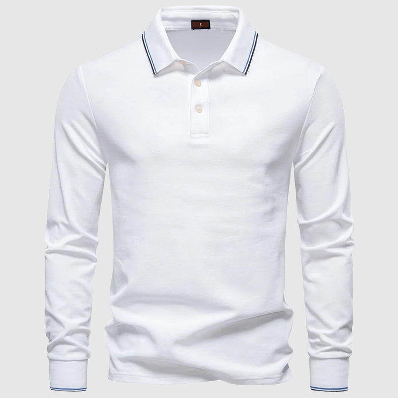 Homme Polo à Manches Longues Ajusté 2