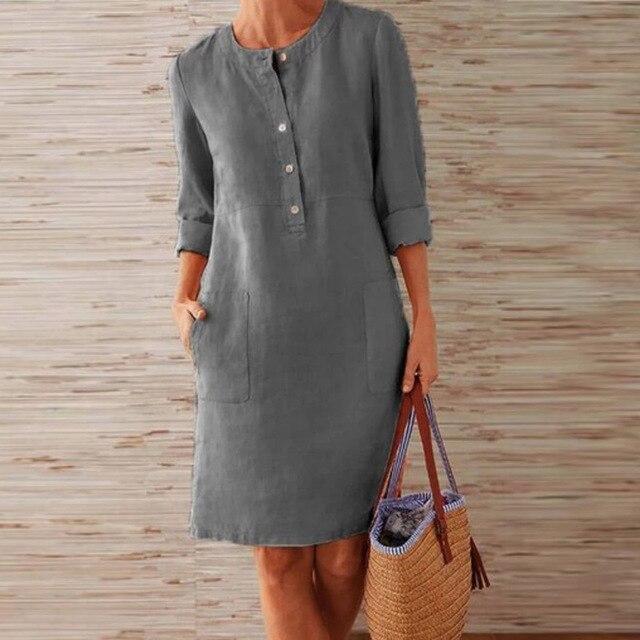 Variant image for Robe Midi d'Été pour Femmes en Coton Élégante-6