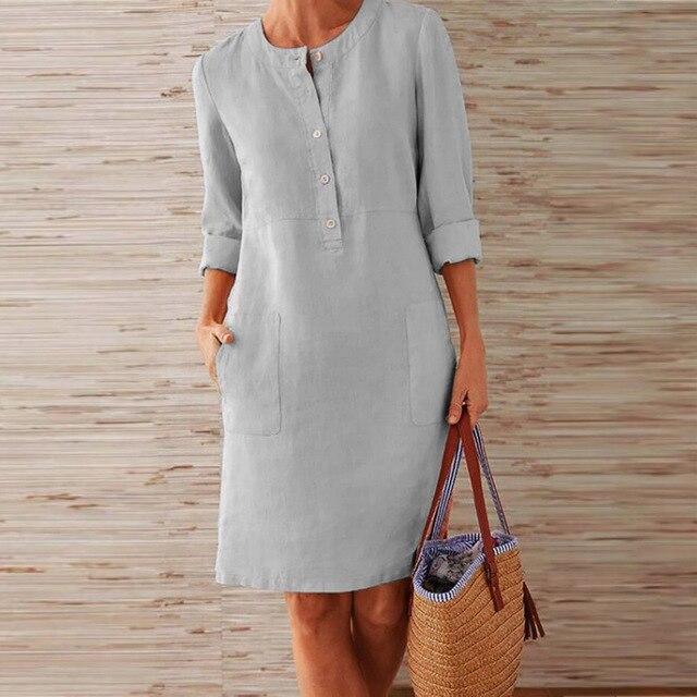 Variant image for Robe Midi d'Été pour Femmes en Coton Élégante-2