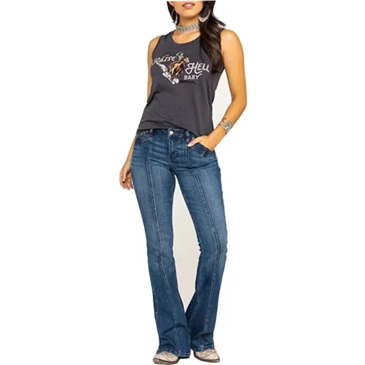 Jean Femme Évasé Style Rétro 5