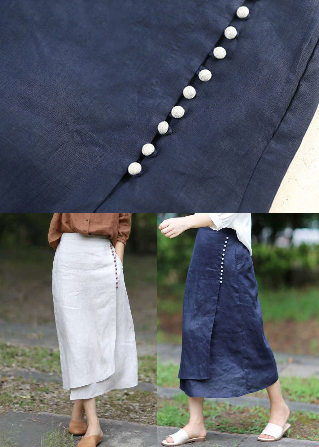 Jupe A-Line Femme à Taille Élastique Design Asymétrique 4