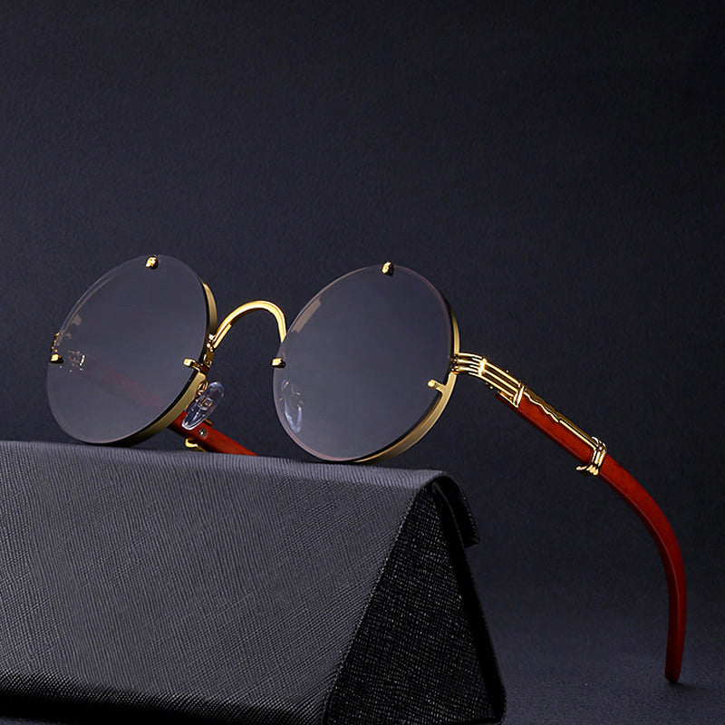 Lunettes de Soleil Ronde Femme Rétro avec Détails Dorés 0