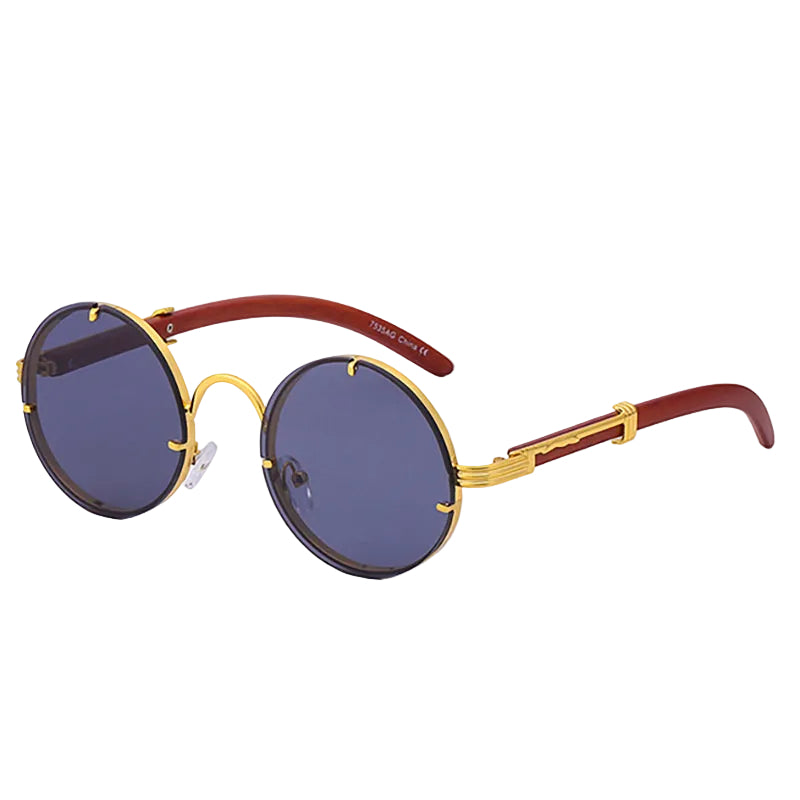 Lunettes de Soleil Ronde Femme Rétro avec Détails Dorés 2