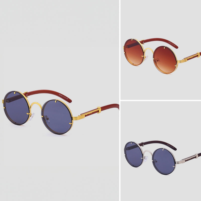 Lunettes de Soleil Ronde Femme Rétro avec Détails Dorés 5