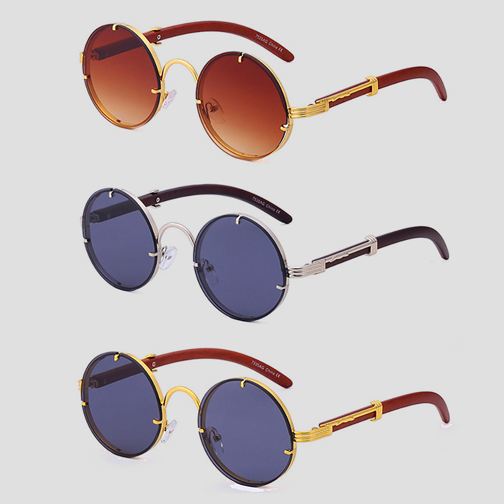 Lunettes de Soleil Ronde Femme Rétro avec Détails Dorés 6