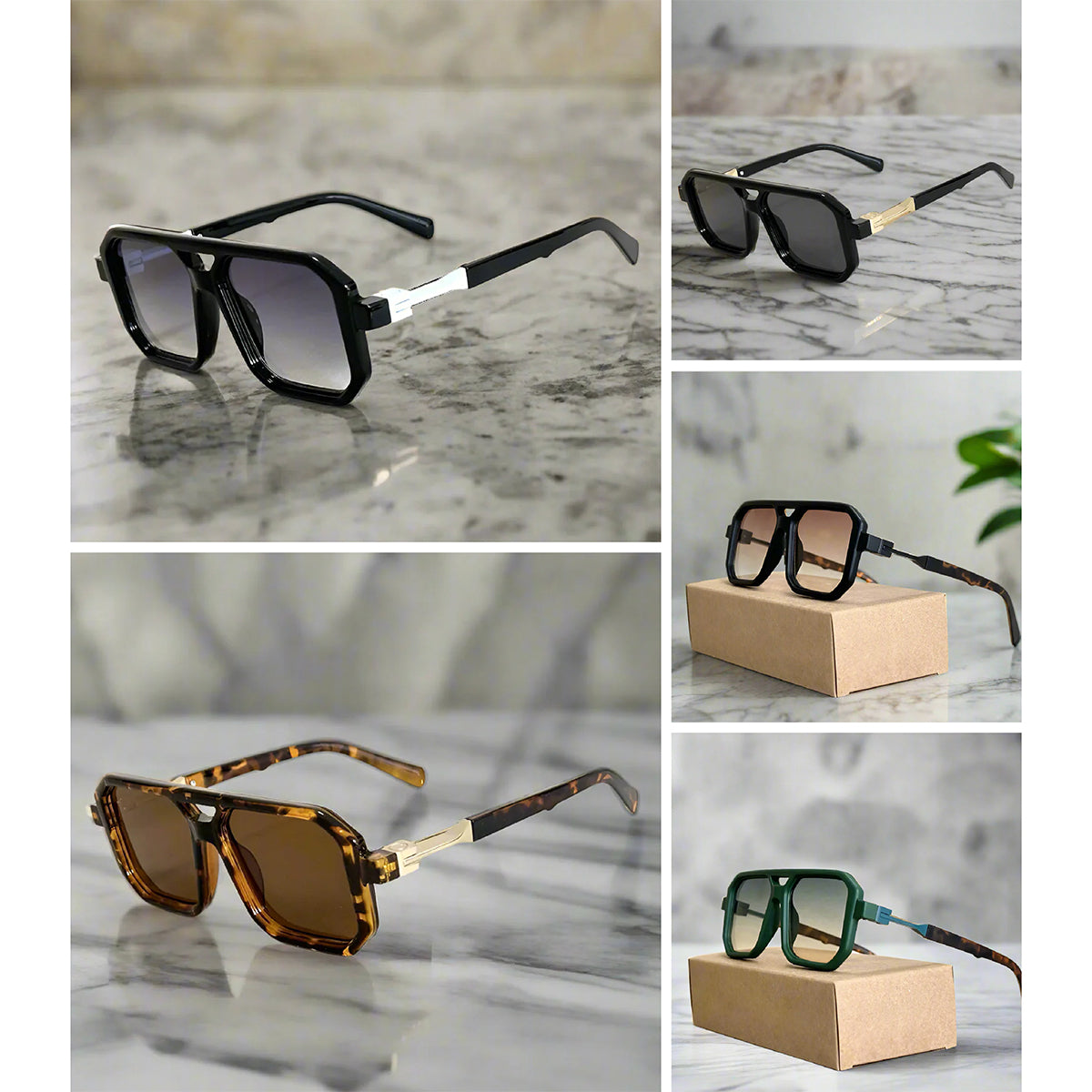 Lunettes de soleil Carrées avec Verres Hexagonaux 8