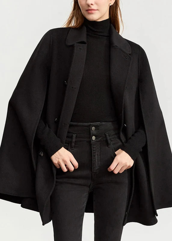 Manteau Femme Automne Coupe Ample Boutons Noirs 2